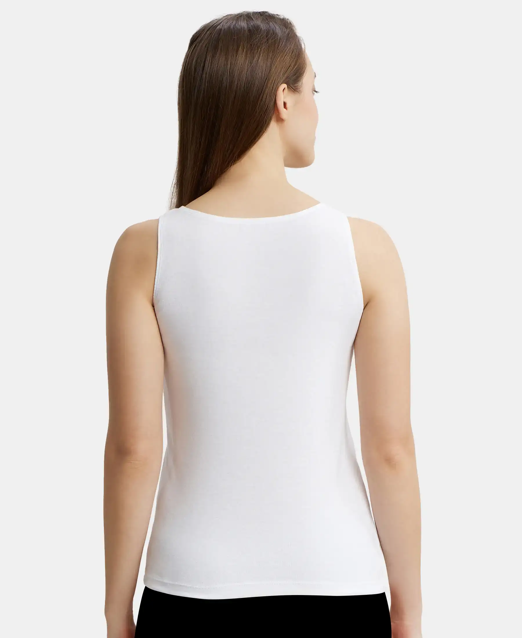 Super Combed Cotton Rib Fabric Inner Tank Top With StayFresh Treatment - White - Image 3