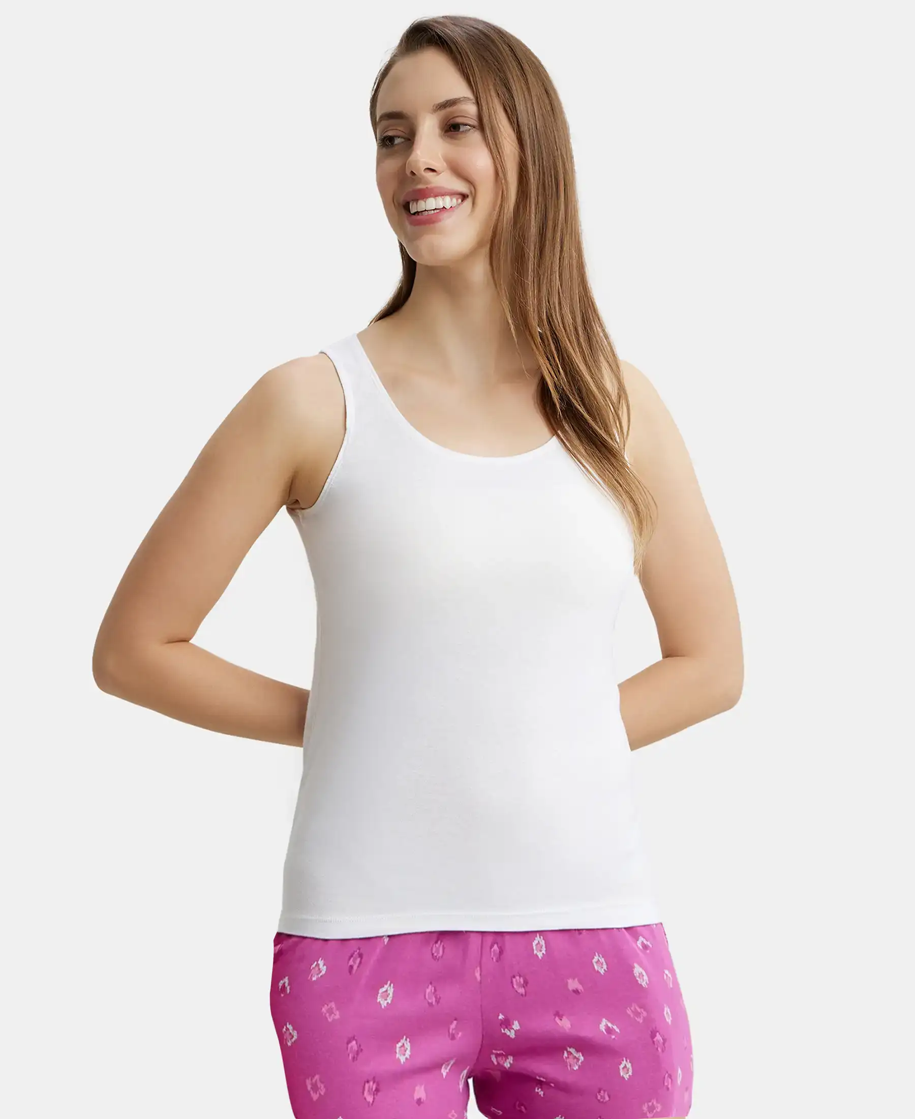 Super Combed Cotton Rib Fabric Inner Tank Top With StayFresh Treatment - White - Image 5