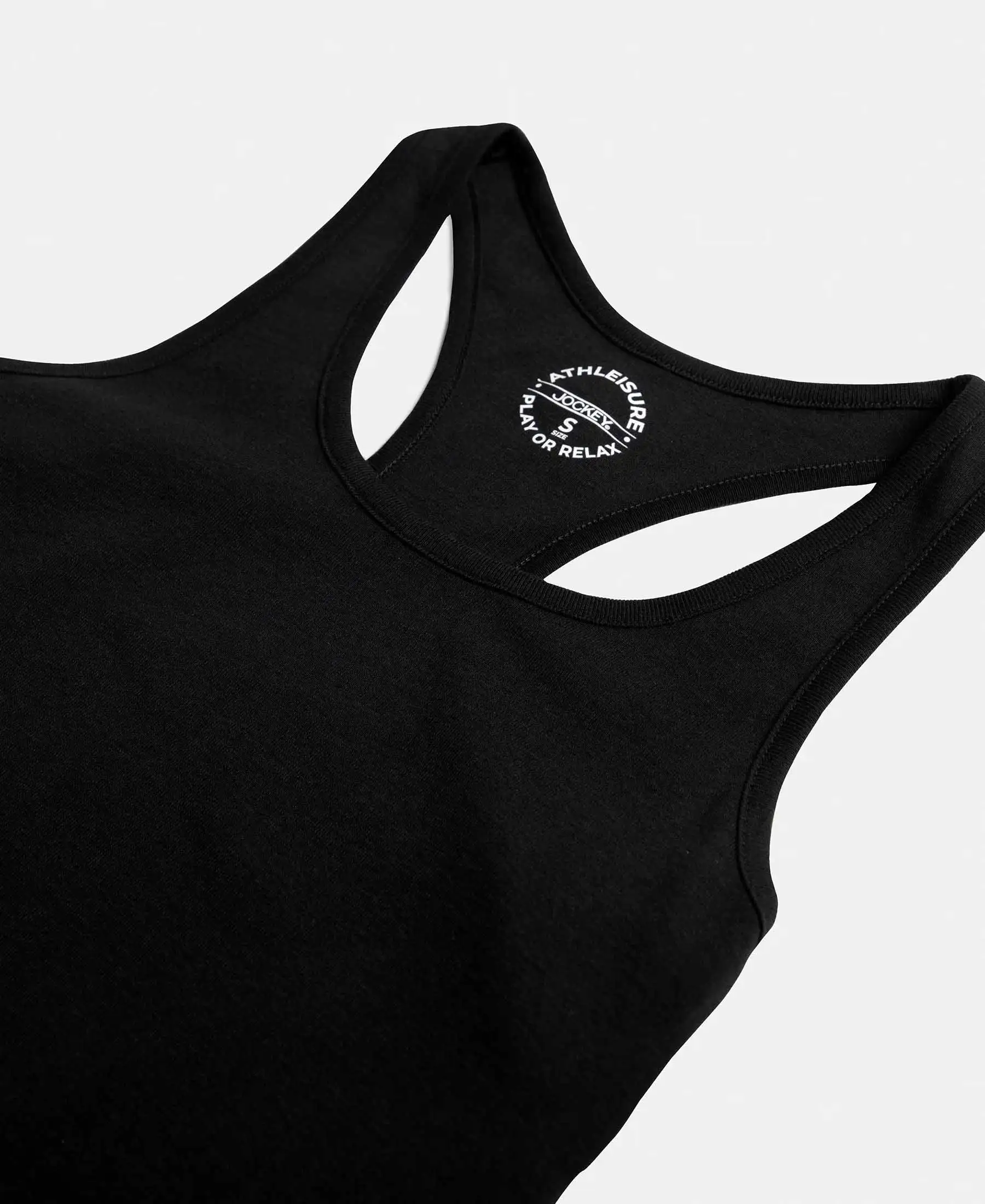 Super Combed Cotton Rib Fabric Slim Fit Solid Racerback Styled Tank Top - Black - Image 9