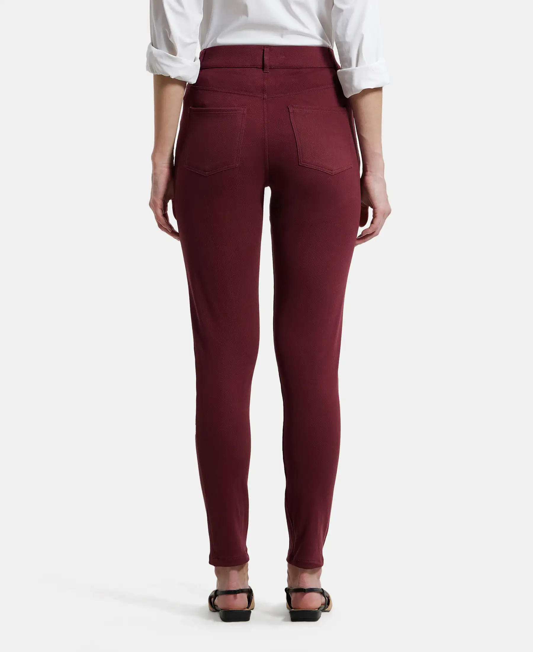Super Combed Cotton Rich Elastane Stretch Slim Fit Jeggings With Pockets - Chocolate Truffle - Image 3