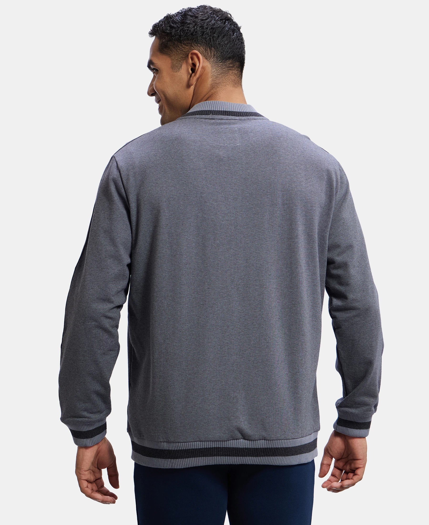 Super Combed Cotton Rich Fleece Jacket With StayWarm Technology - Performance Grey & Charcoal Melange - Image 3