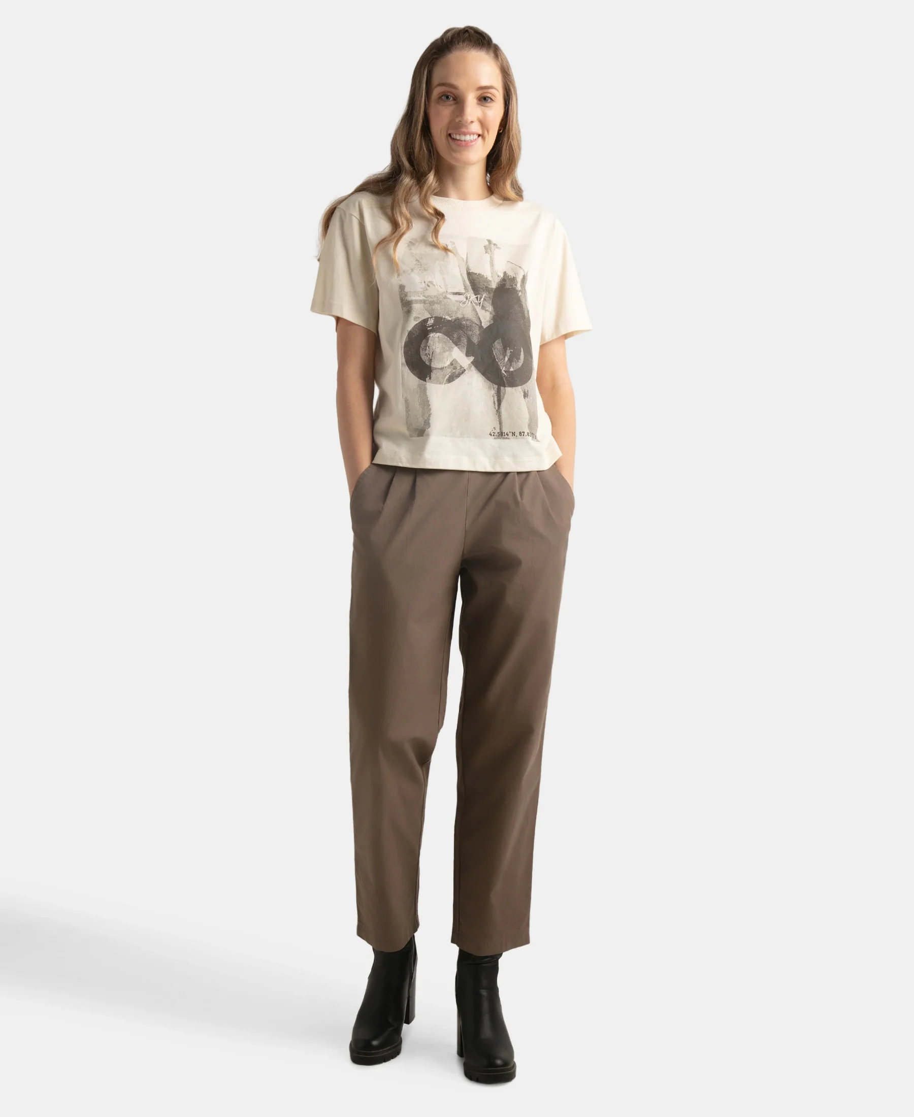 Super Combed Cotton Rich Oversized Graphic Print T-Shirt with Drop Shoulder Styling - Snow White - Image 3