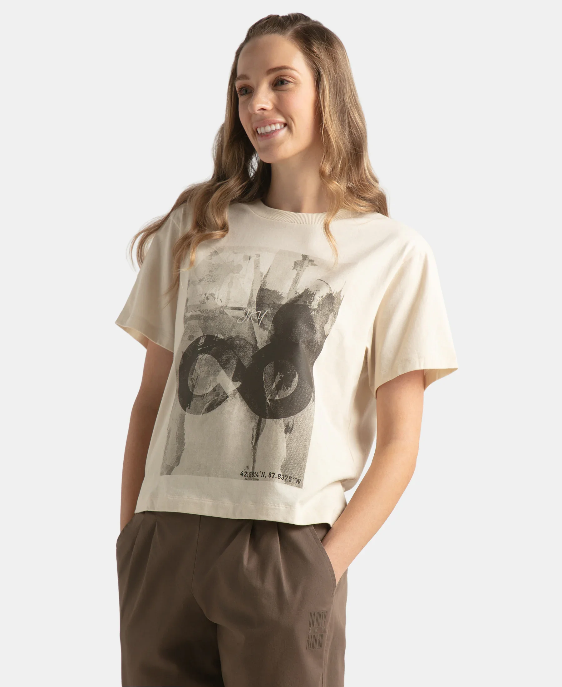 Super Combed Cotton Rich Oversized Graphic Print T-Shirt with Drop Shoulder Styling - Snow White - Image 4