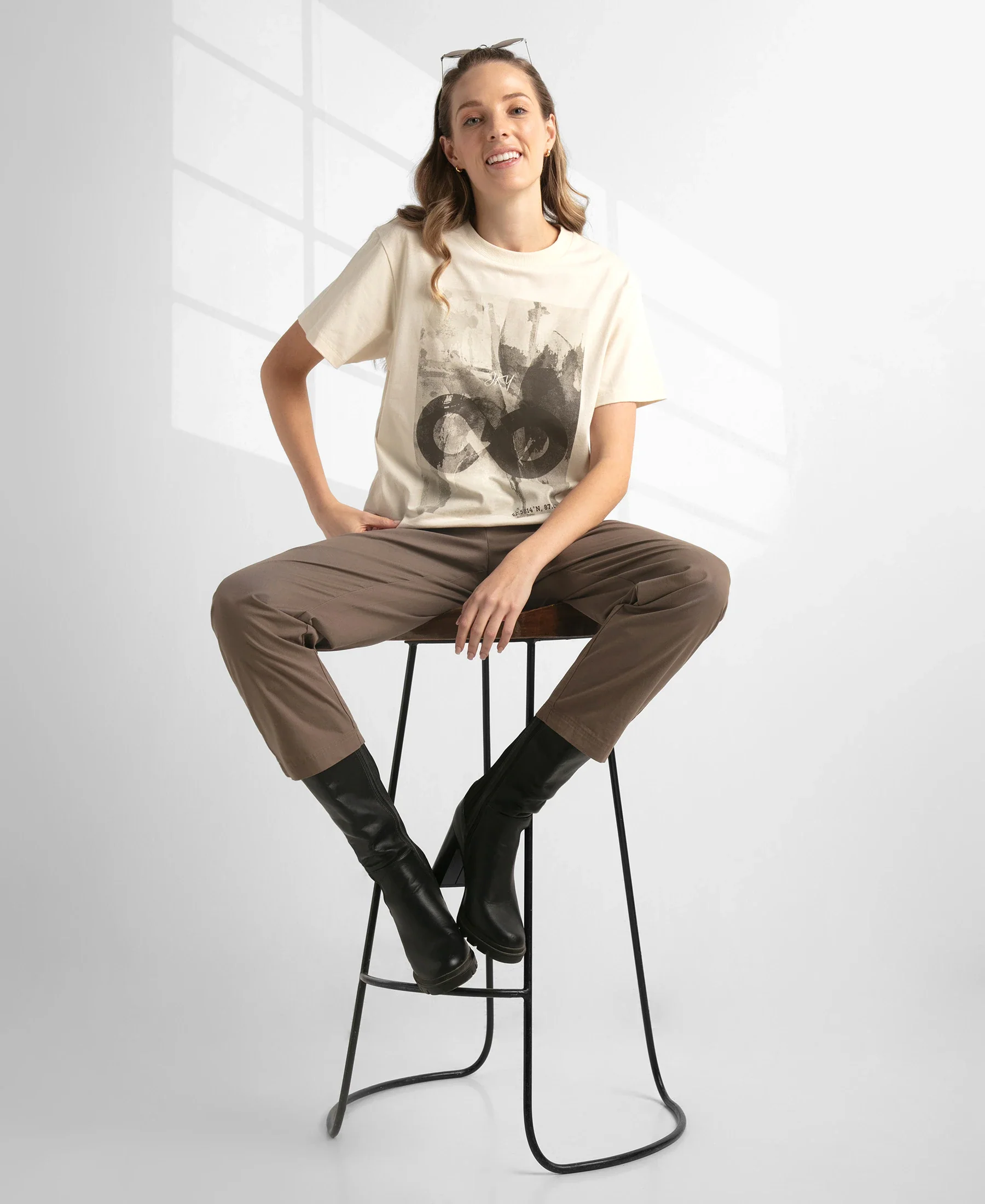 Super Combed Cotton Rich Oversized Graphic Print T-Shirt with Drop Shoulder Styling - Snow White - Image 7