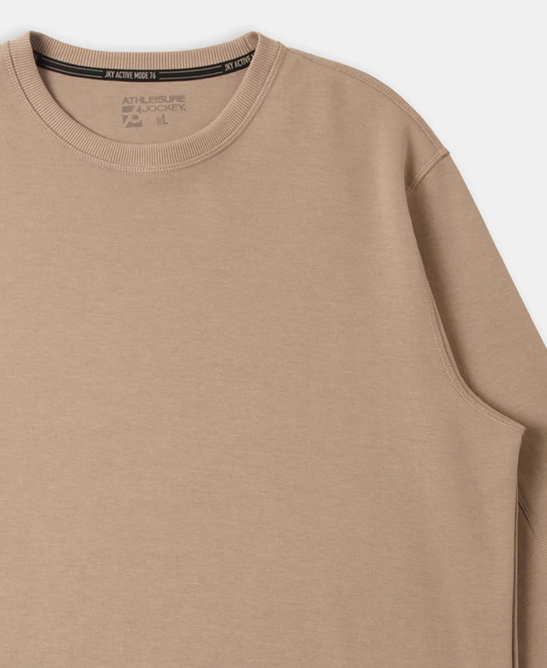 Super Combed Cotton Rich Pique Sweatshirt with Ribbed Cuffs - Desert Taupe - Image 7