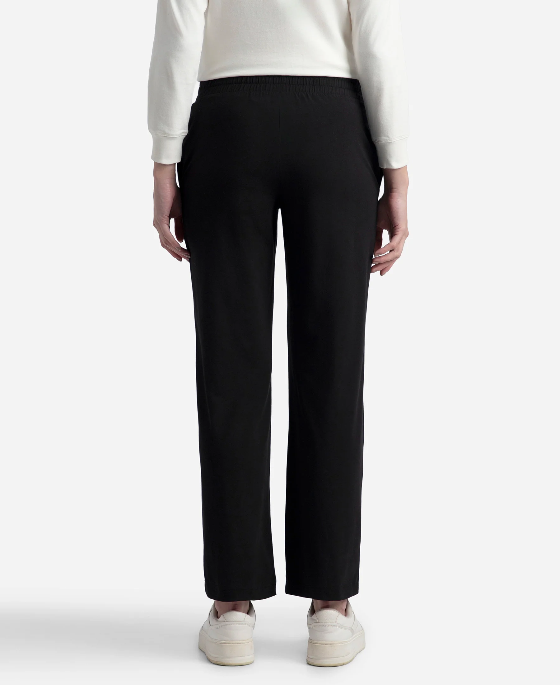 Super Combed Cotton Rich Relaxed Fit Wide Leg Pants with Side Pockets - Black - Image 3