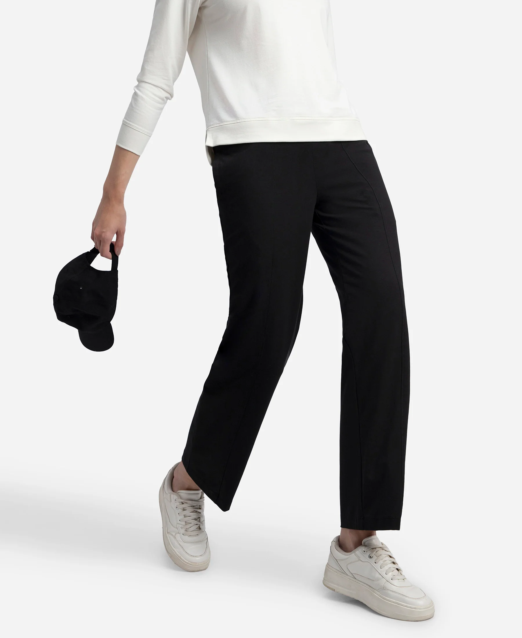 Super Combed Cotton Rich Relaxed Fit Wide Leg Pants with Side Pockets - Black - Image 5