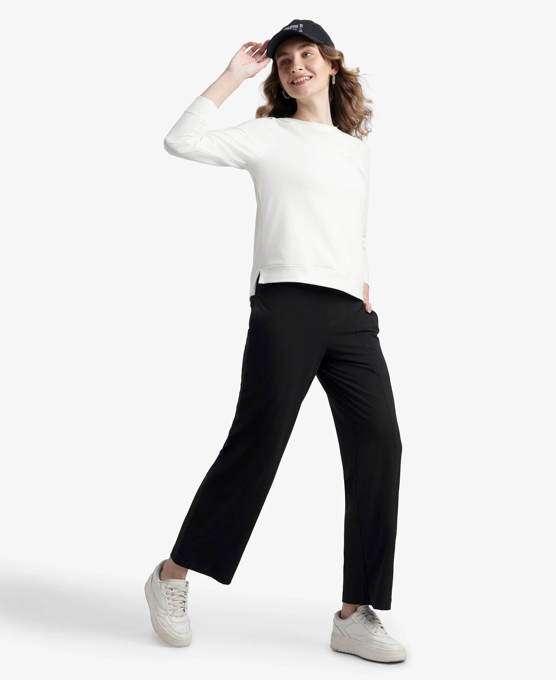 Super Combed Cotton Rich Relaxed Fit Wide Leg Pants with Side Pockets - Black - Image 6