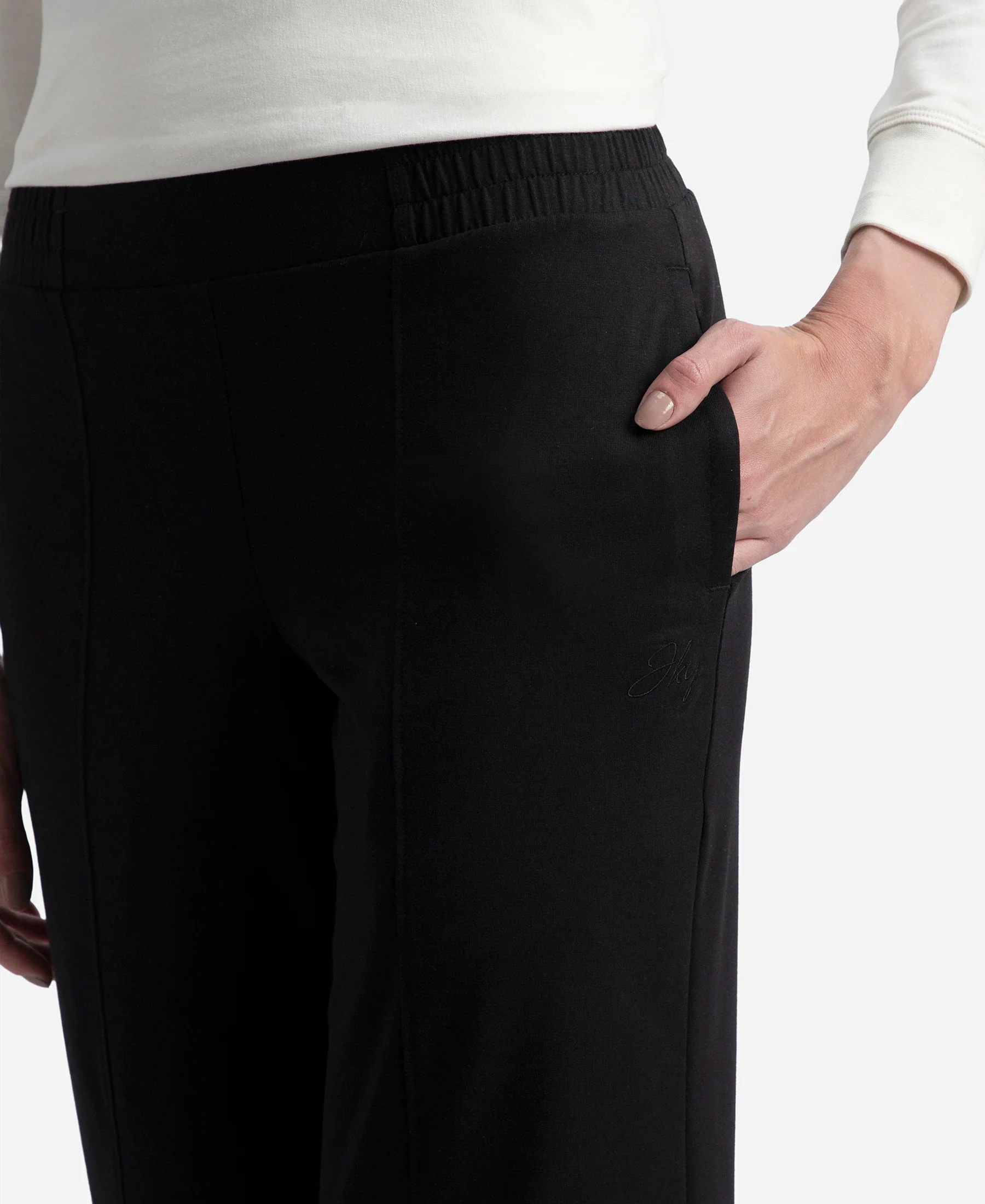 Super Combed Cotton Rich Relaxed Fit Wide Leg Pants with Side Pockets - Black - Image 7