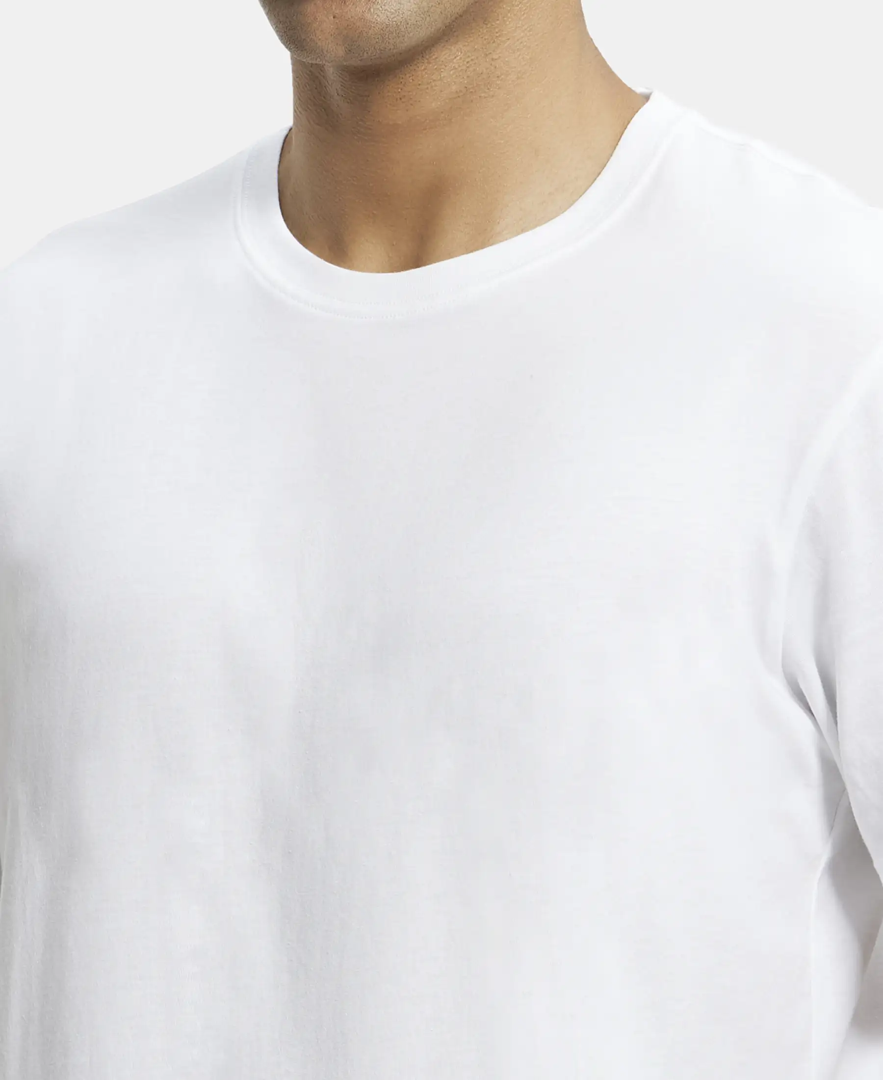 Super Combed Cotton Rich Round Neck Half Sleeve T-Shirt - White - Image 6