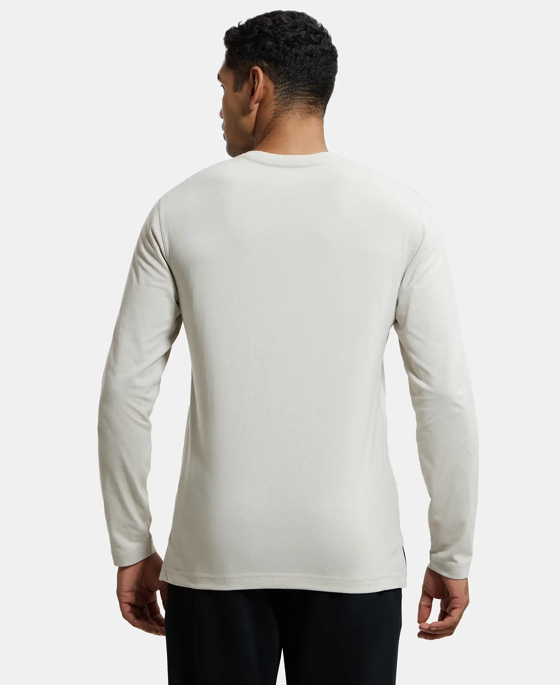 Super Combed Cotton Rich Solid Full Sleeve Henley T-Shirt - Moonstruck - Image 3