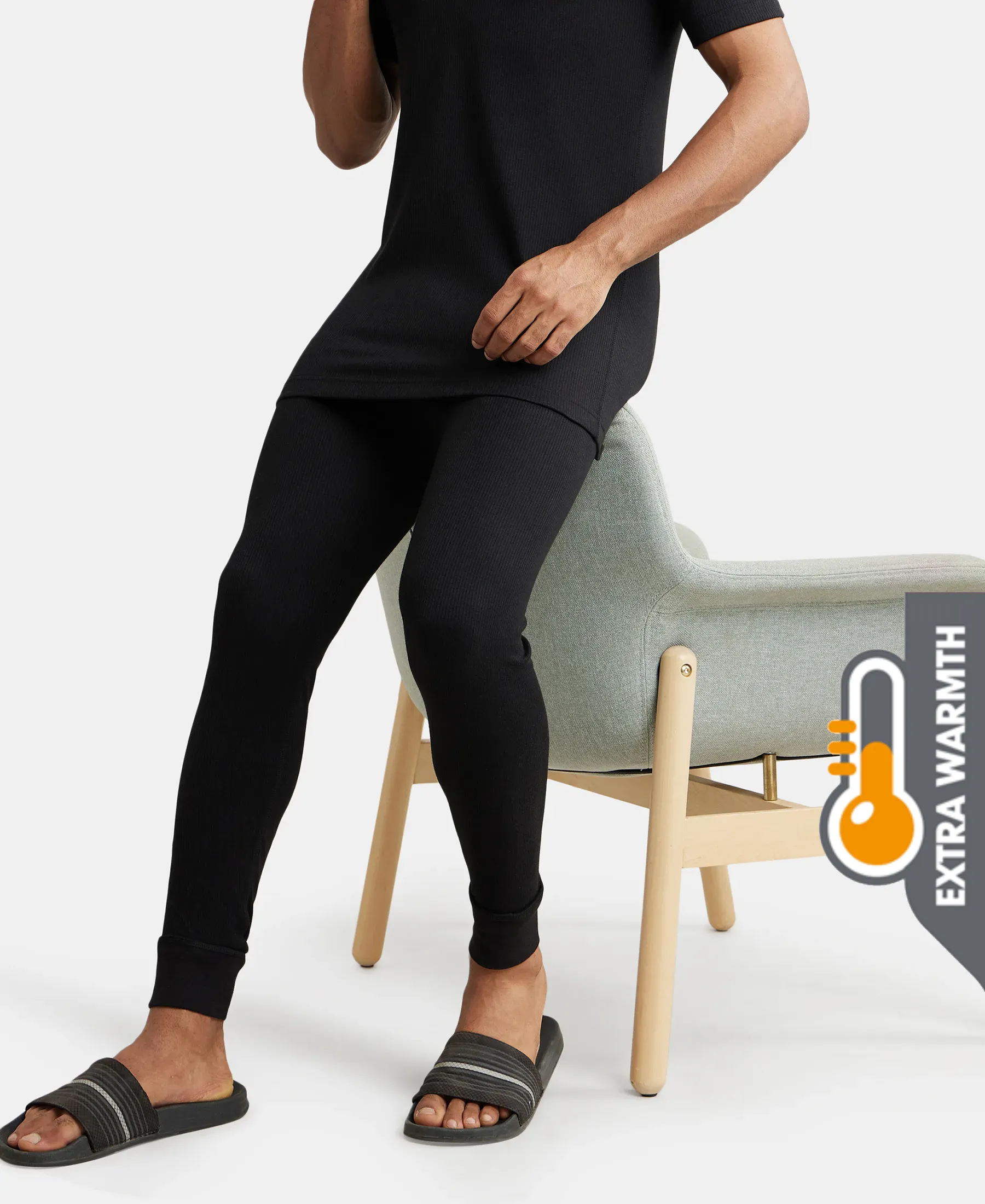 Extra Warmth Super Combed Cotton Rich Thermal Long Johns with StayWarm Technology - Black - Image 5