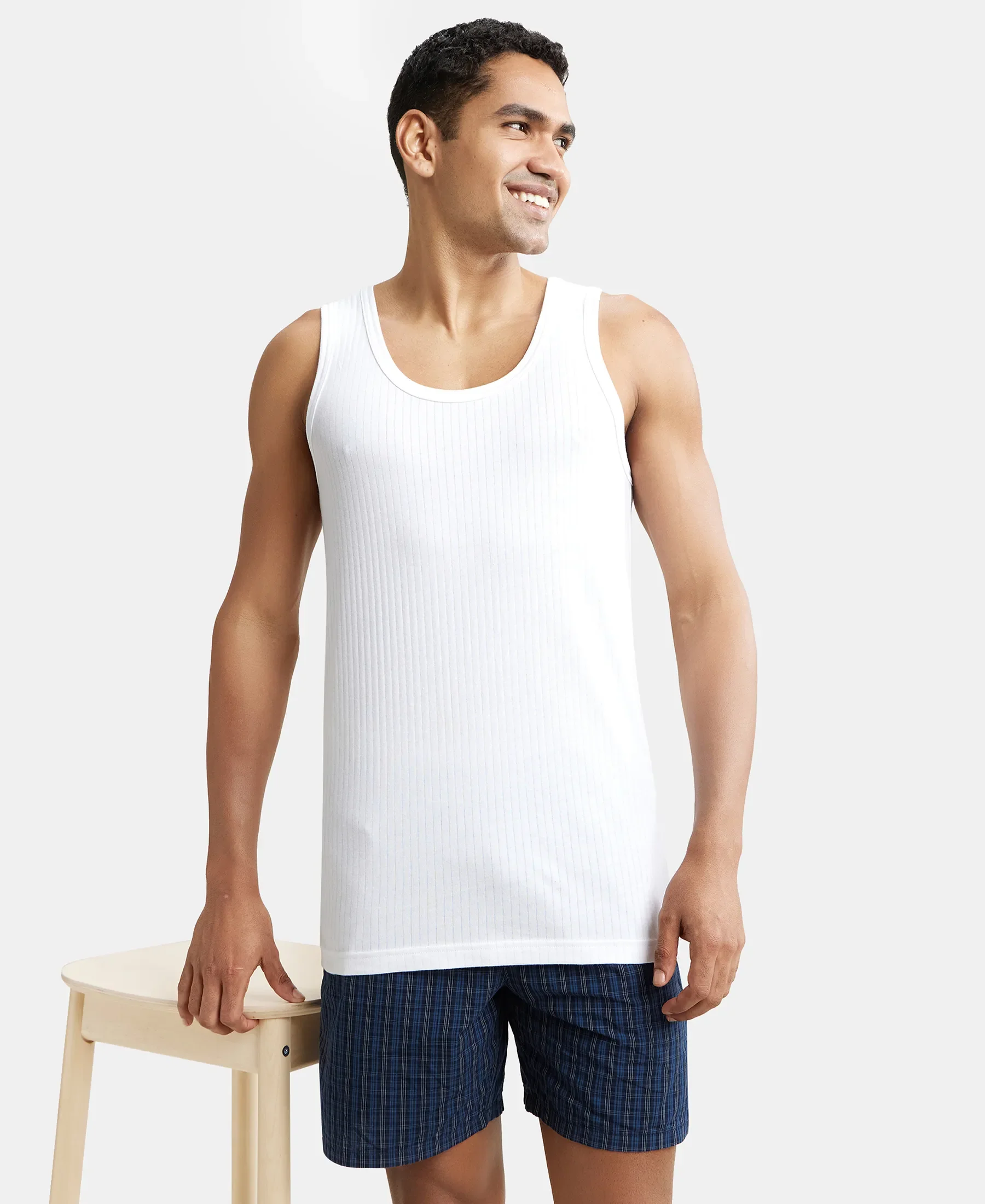 Super Combed Cotton Round Neck Sleeveless Vest - White (Pack of 2) - Image 8