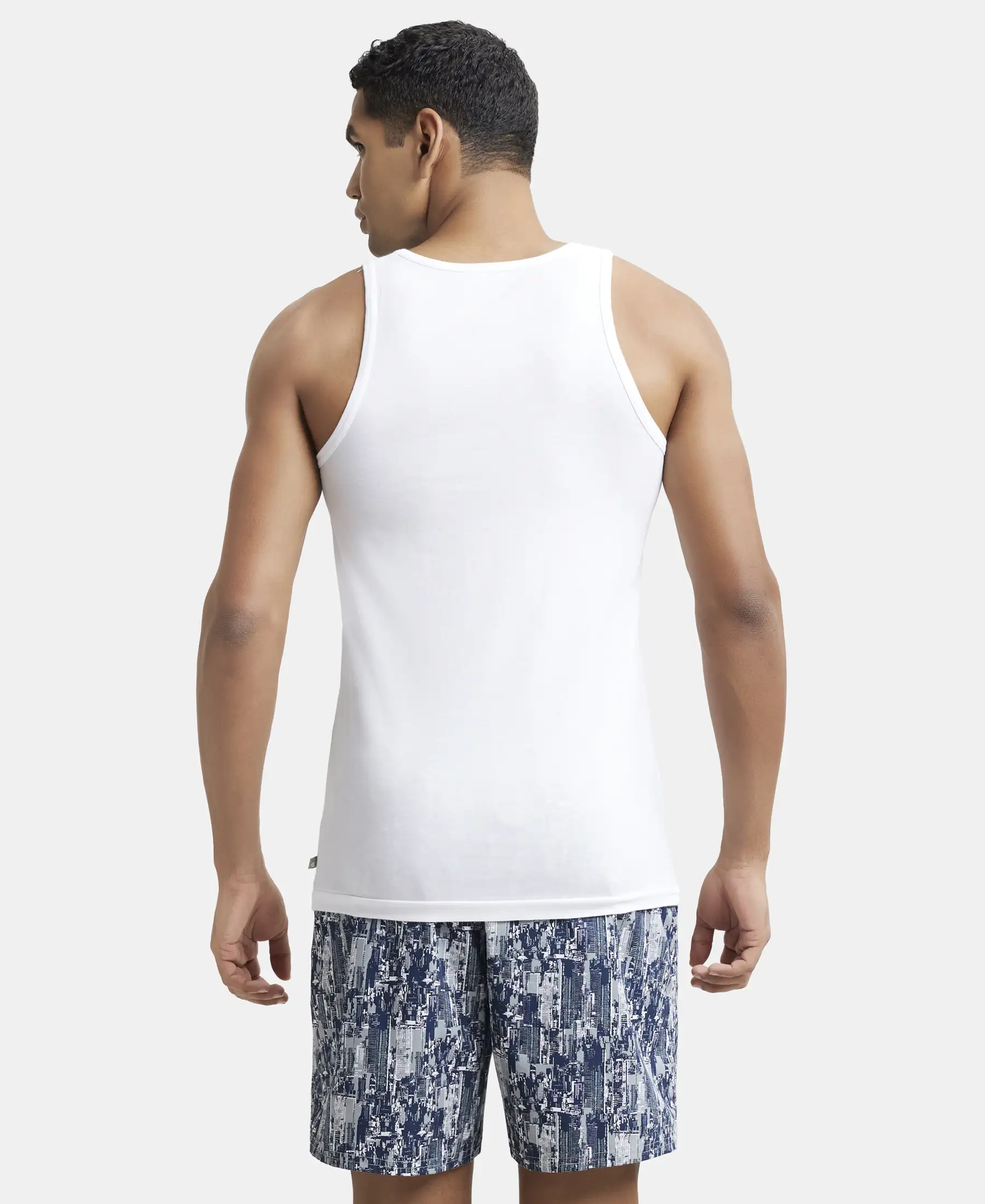 Super Combed Cotton Round Neck Sleeveless Vest - White (Pack of 2) - Image 3
