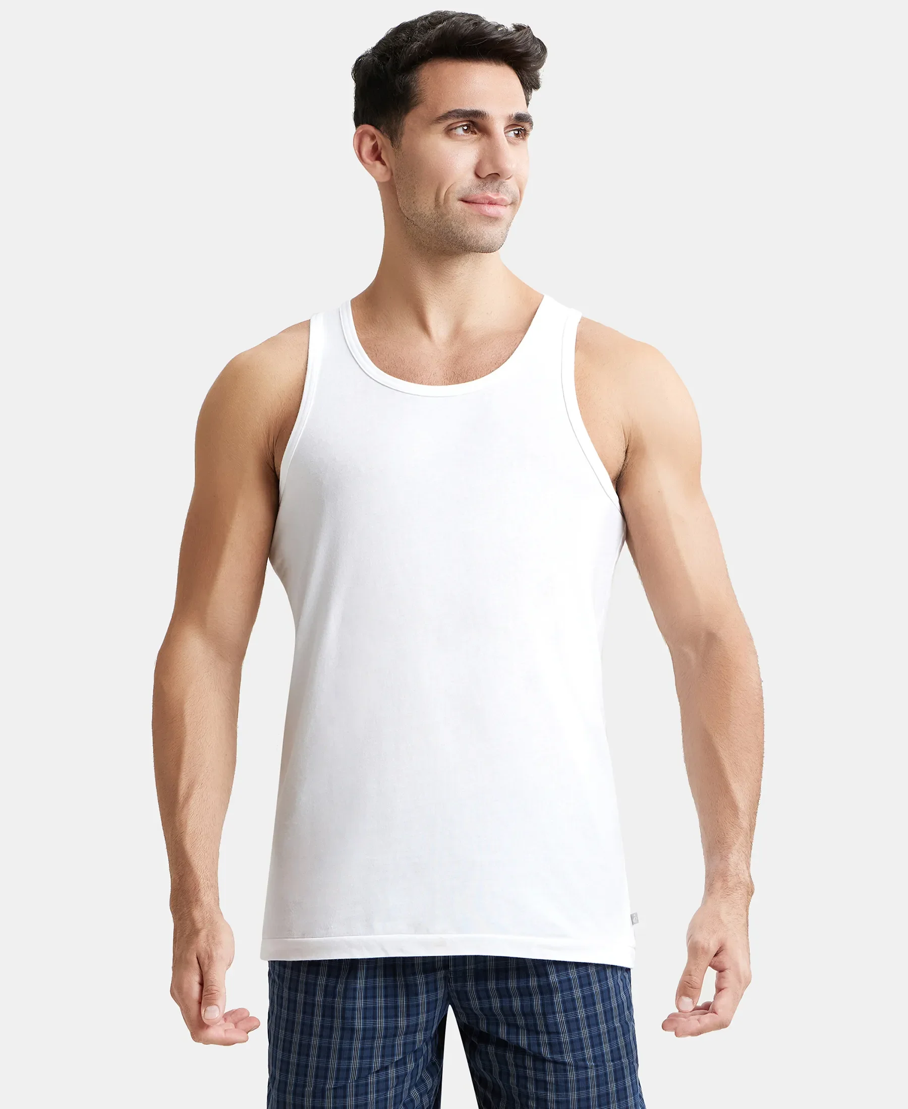 Super Combed Cotton Round Neck Sleeveless Vest - White (Pack of 3) - Image 7