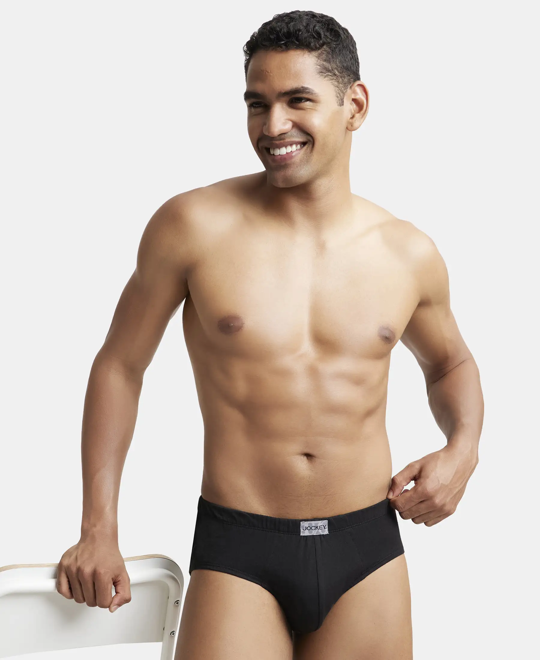 Super Combed Cotton Solid Brief with Ultrasoft Concealed Waistband - Black (Pack of 3) - Image 7