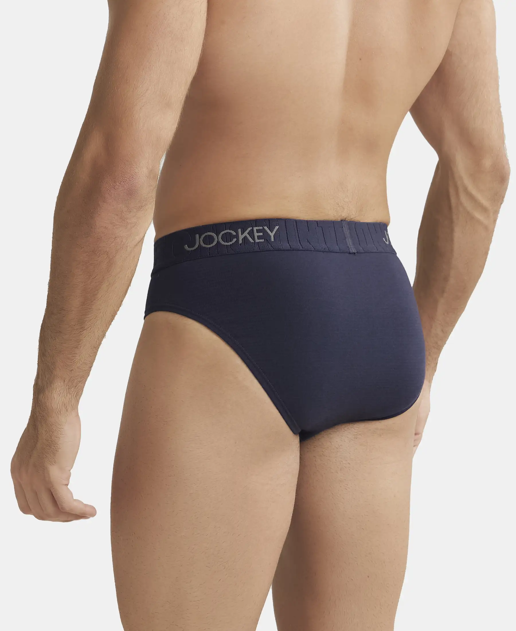 Supima Cotton Elastane Stretch Solid Brief with Ultrasoft Waistband - True Navy - Image 3