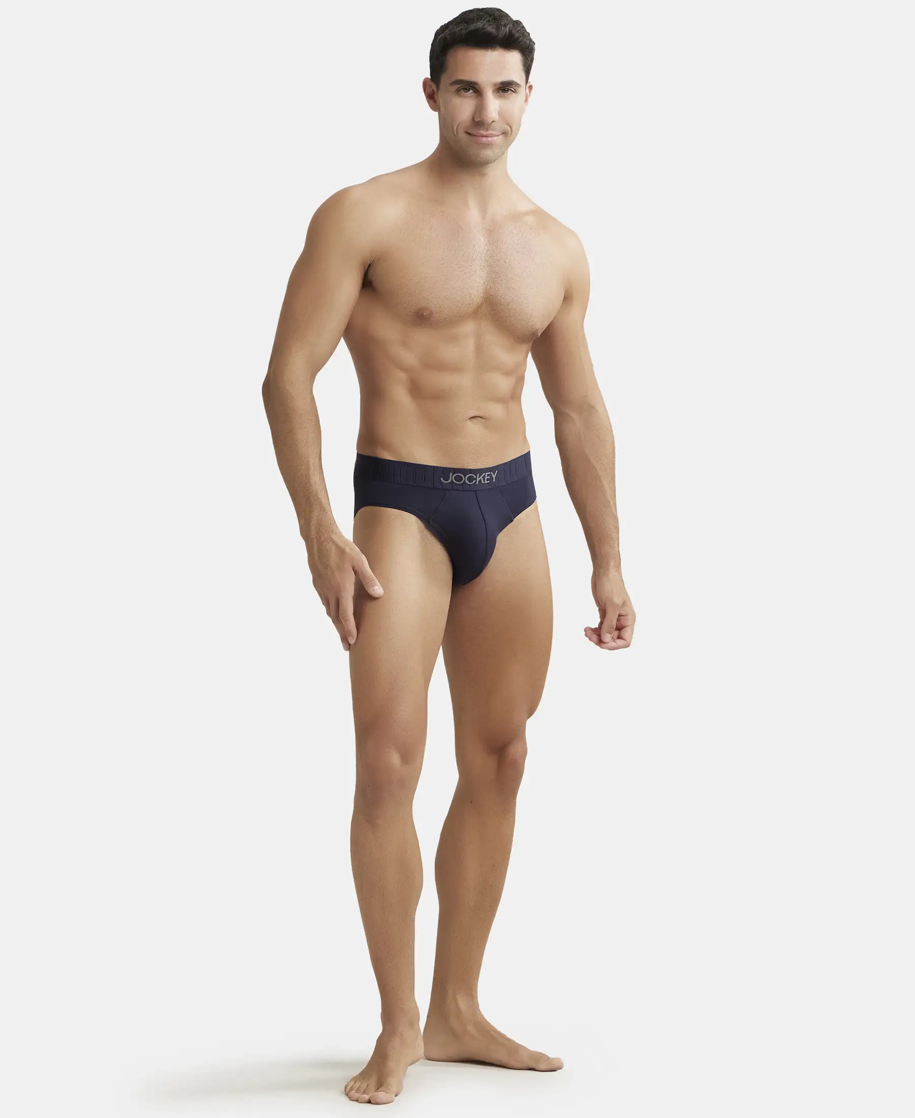 Supima Cotton Elastane Stretch Solid Brief with Ultrasoft Waistband - True Navy - Image 4