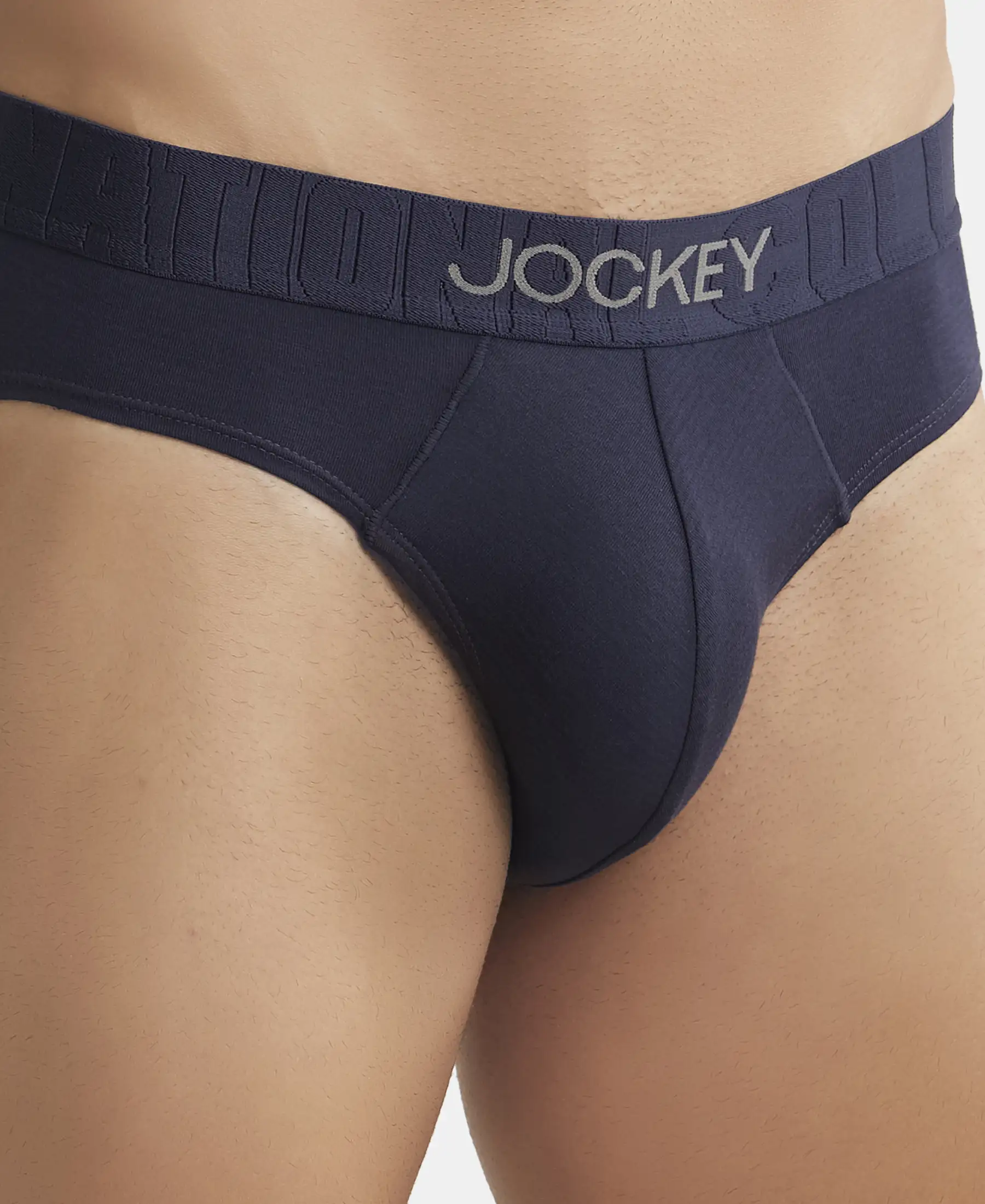 Supima Cotton Elastane Stretch Solid Brief with Ultrasoft Waistband - True Navy - Image 6