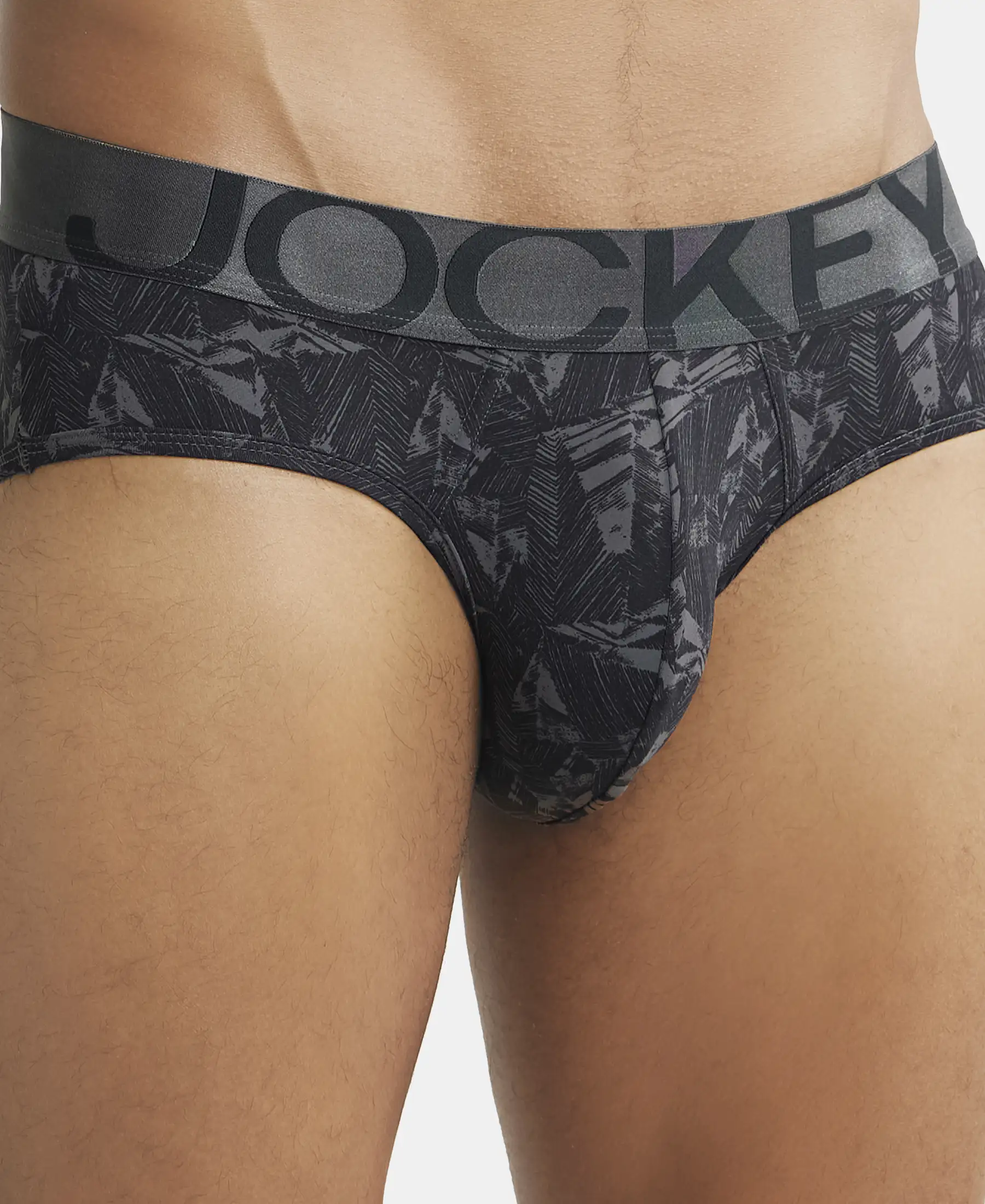 Tactel Microfiber Elastane Stretch Printed Brief with Moisture Move Properties - Ebony Grey Prints - Image 6