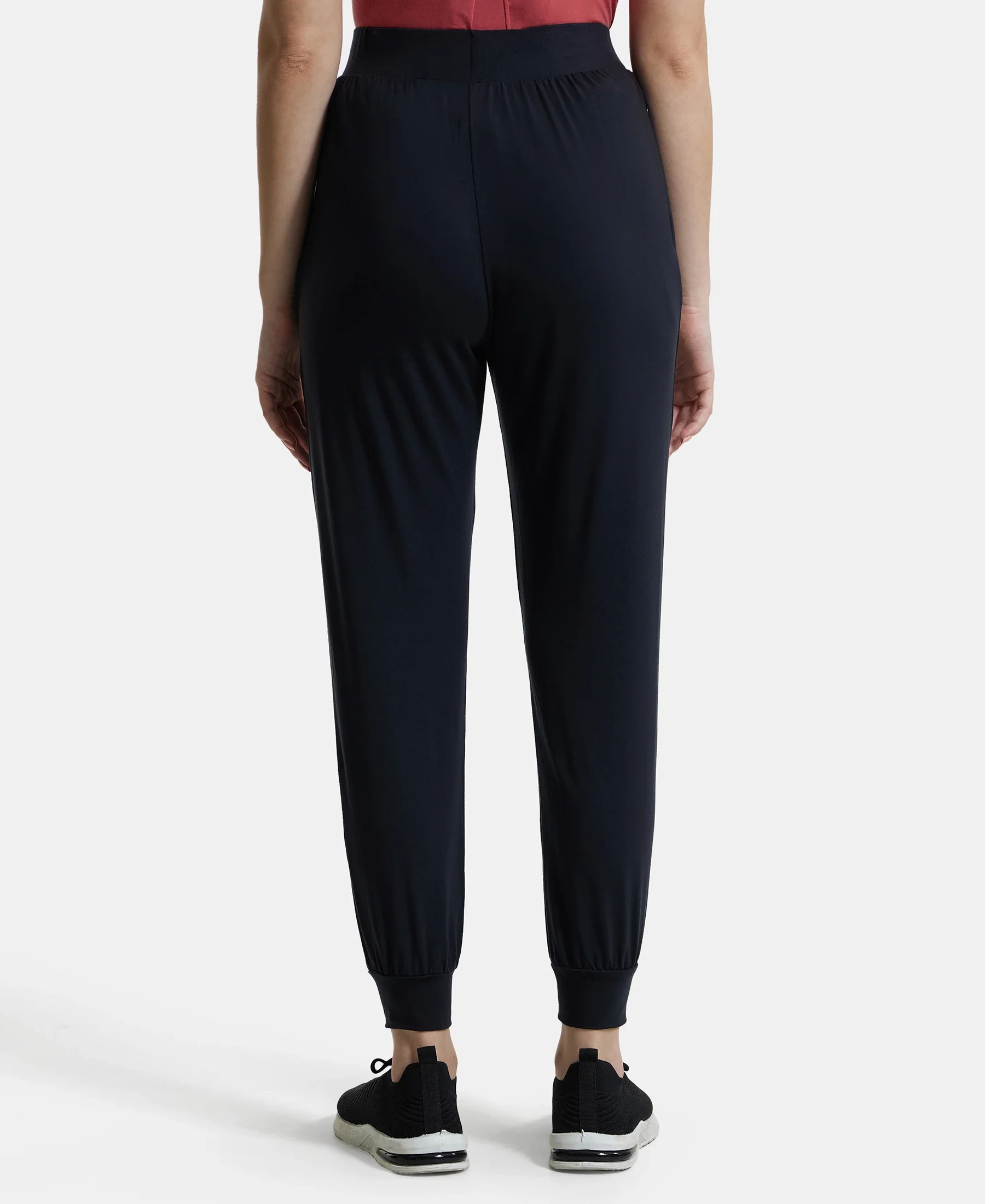 Tencel Lyocell Elastane Stretch Relaxed Fit Yoga Pants - Black - Image 3