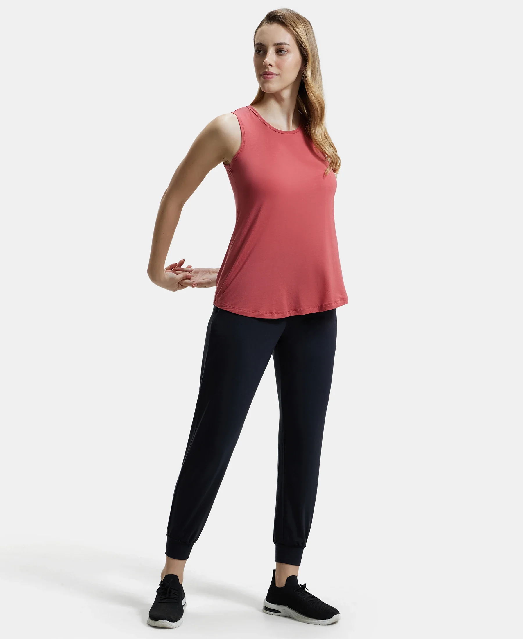 Tencel Lyocell Elastane Stretch Relaxed Fit Yoga Pants - Black - Image 6