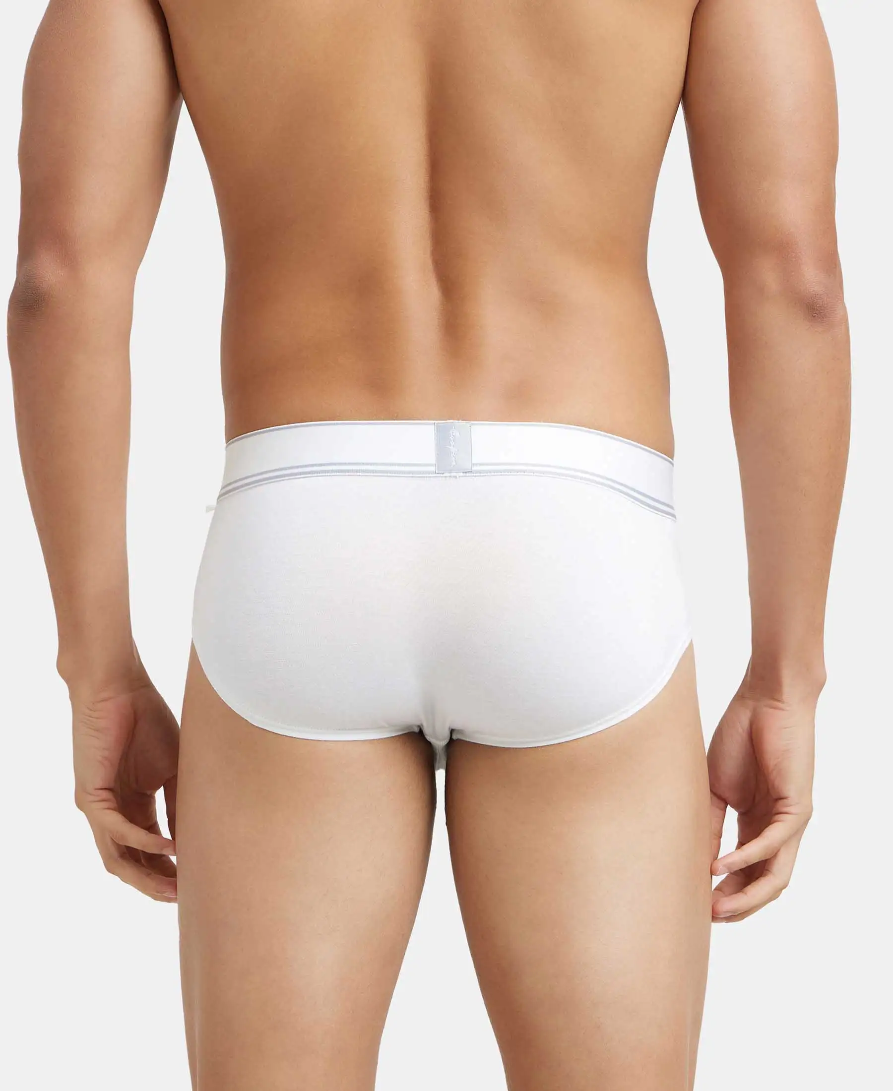Tencel Micro Modal Elastane Stretch Solid Brief with StayFresh Properties - White - Image 3