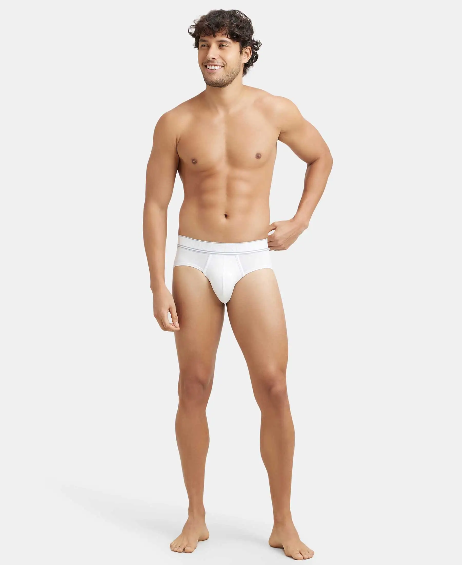 Tencel Micro Modal Elastane Stretch Solid Brief with StayFresh Properties - White - Image 4