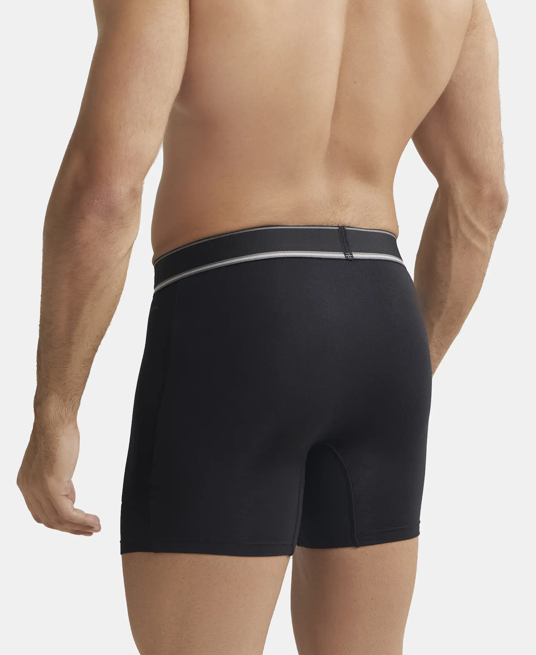 Tencel Micro Modal Elastane Stretch Solid Boxer Brief with Natural StayFresh Properties - Black - Image 3