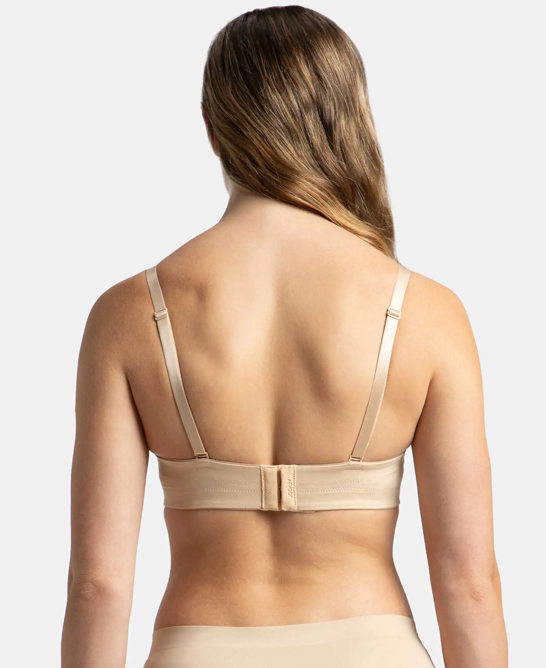 Under-Wired Padded Soft Touch Microfiber Elastane Stretch Full Coverage Strapless Bra with Ultra-Grip Support Band - Light Skin - Image 3