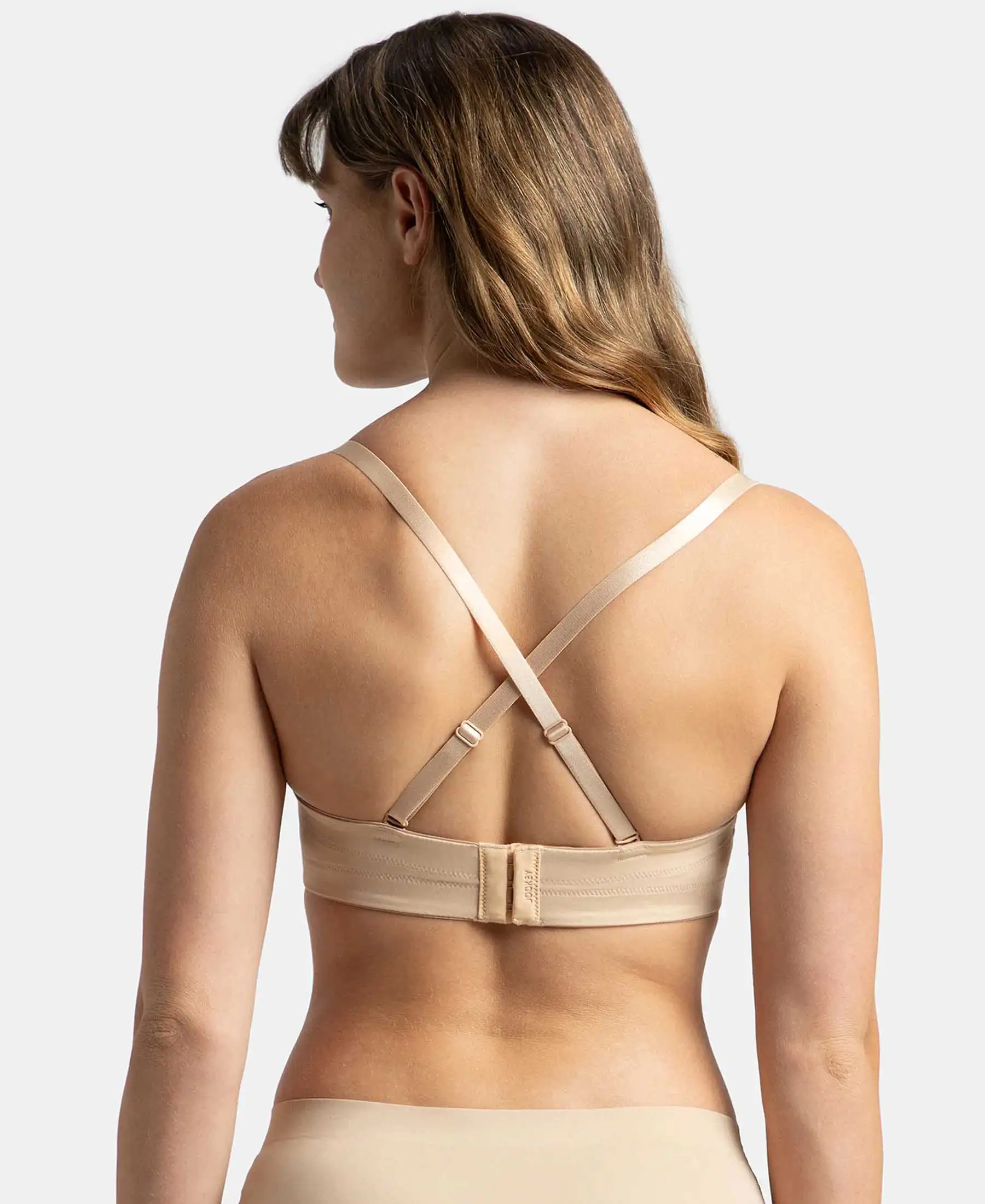 Under-Wired Padded Soft Touch Microfiber Elastane Stretch Full Coverage Strapless Bra with Ultra-Grip Support Band - Light Skin - Image 6