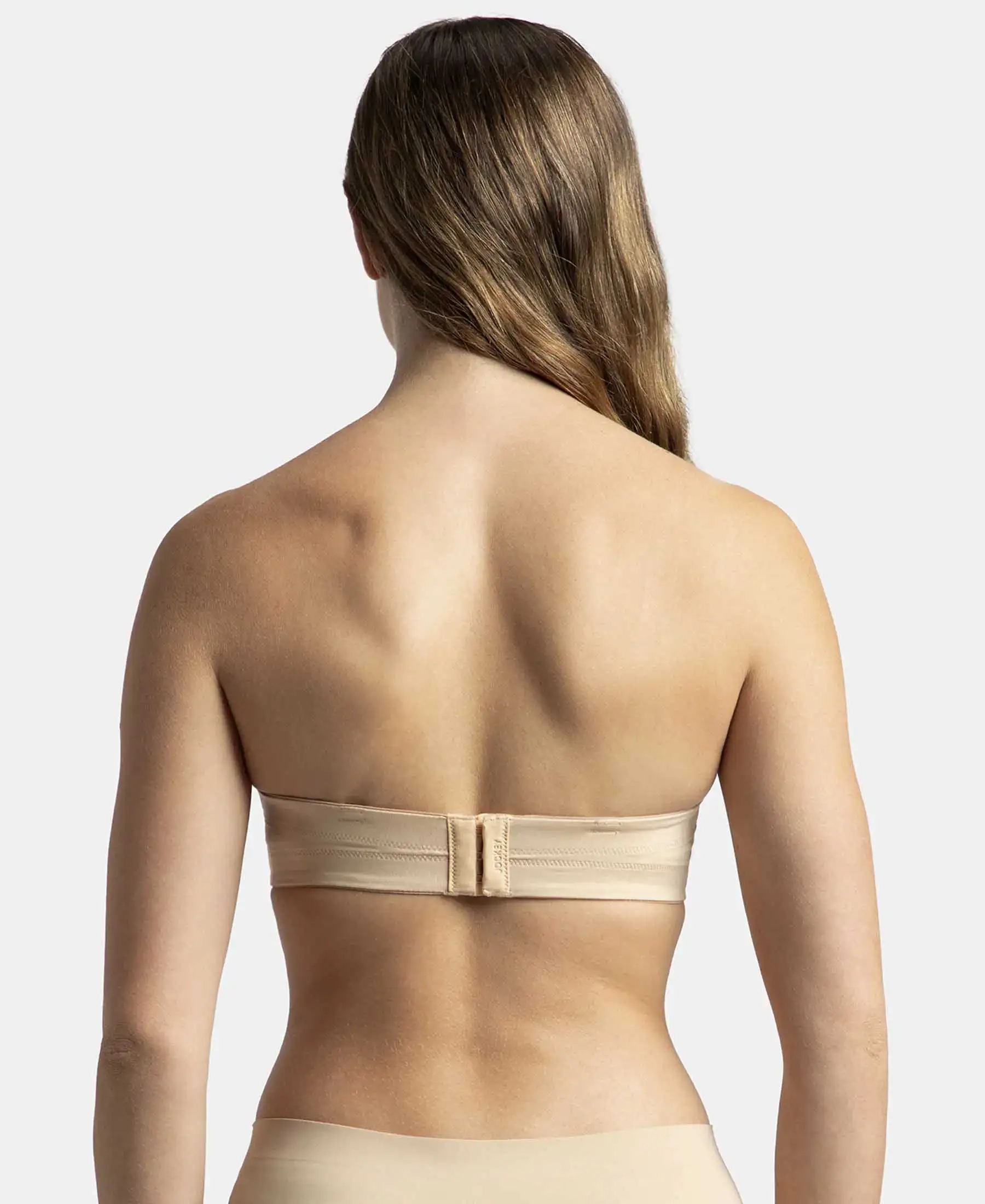 Under-Wired Padded Soft Touch Microfiber Elastane Stretch Full Coverage Strapless Bra with Ultra-Grip Support Band - Light Skin - Image 7