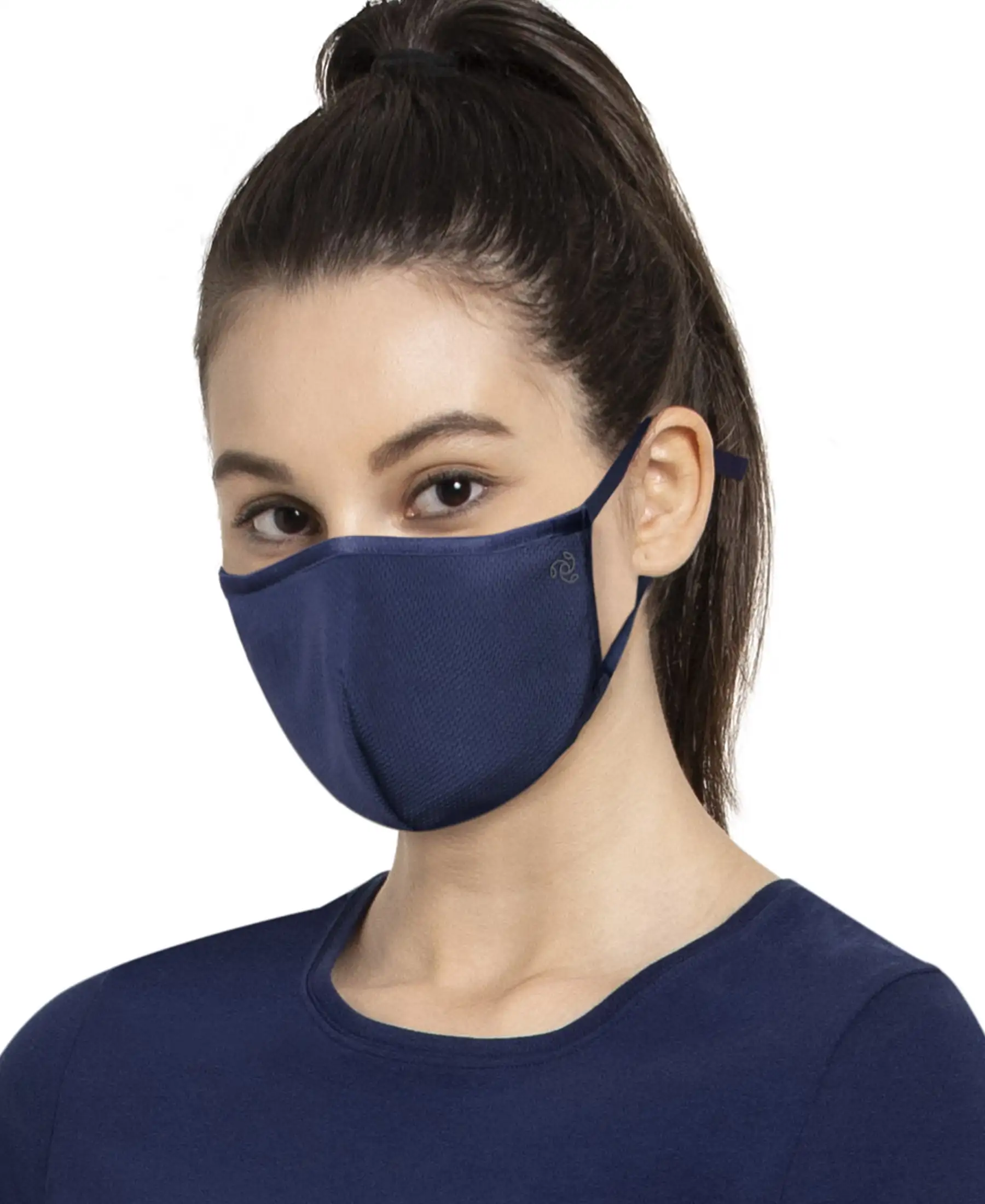 Unisex Polyester Mesh and Super Combed Cotton Woven Face Mask with Adjustable Nose-clip and Soft Elastic Ear Loops - Imperial Blue (Pack of 2) - Image 3