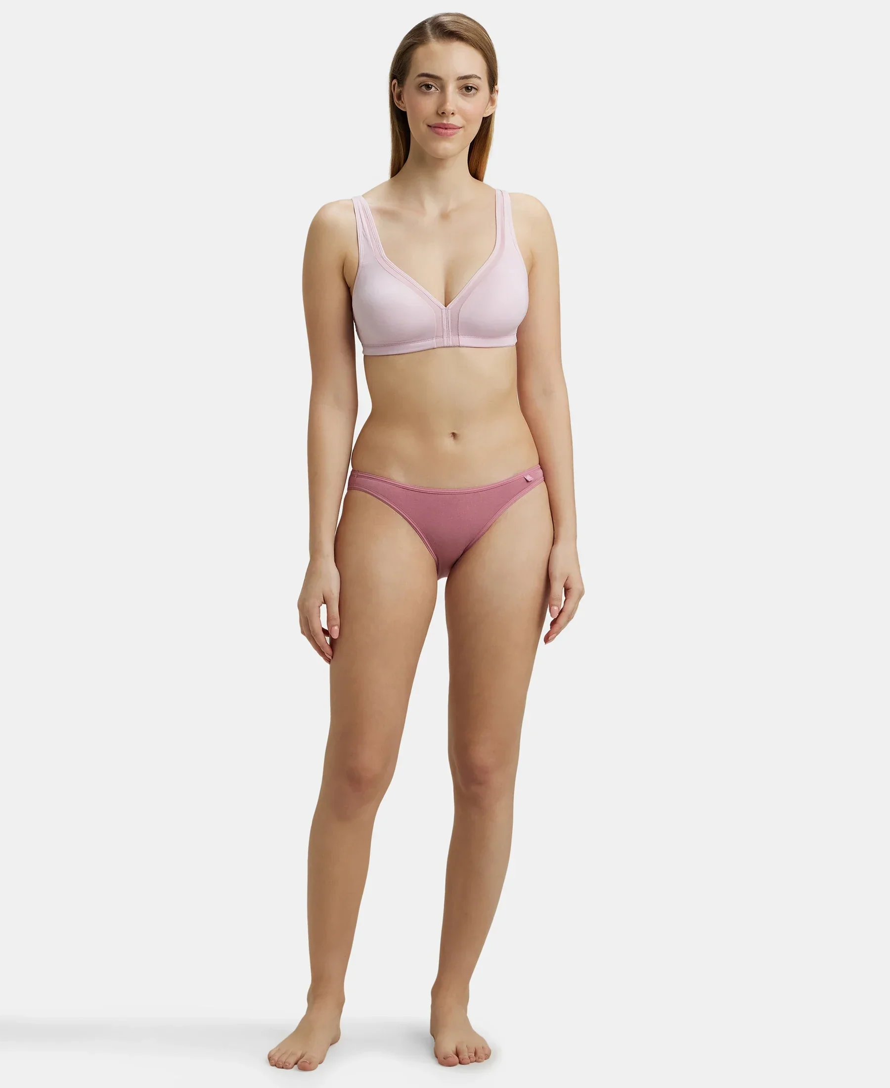 Wirefree Non Padded Soft Touch Microfiber Elastane Stretch Full Coverage Everyday Bra with Stylised Mesh Panel - Fragrant Lily - Image 4