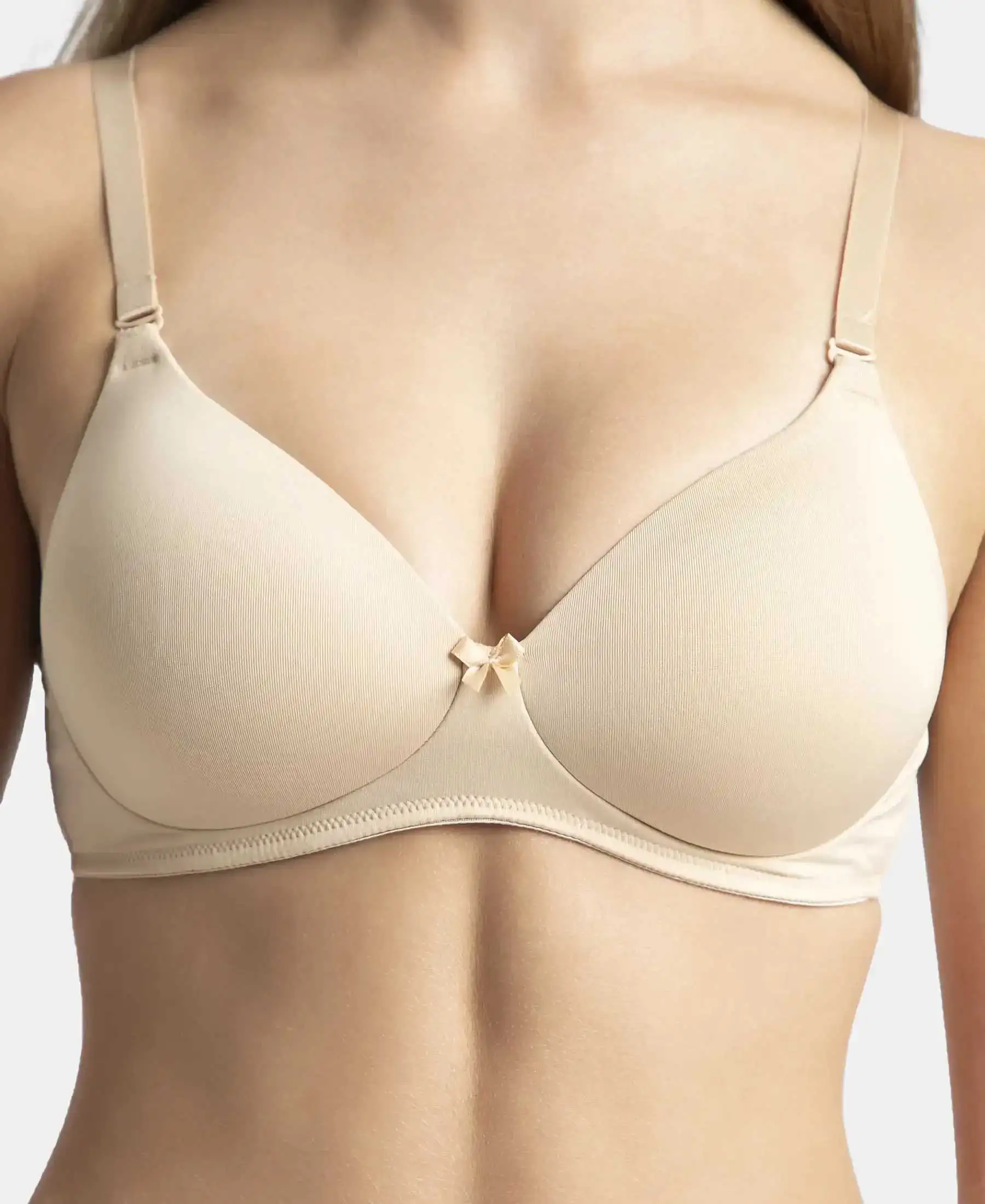Wirefree Padded Microfiber Elastane Stretch Full Coverage T-Shirt Bra with Magic Under Cup - Light Skin - Image 7