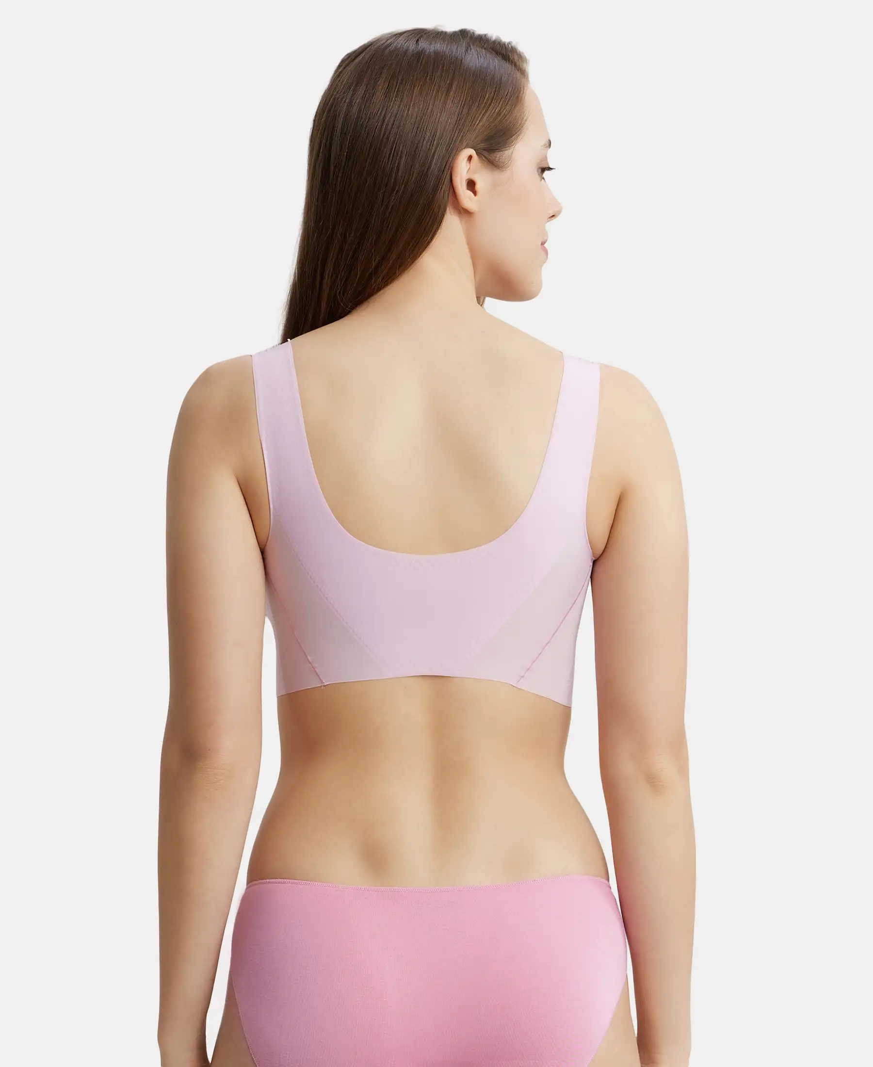 Wirefree Padded Soft touch Microfiber Elastane Full Coverage Lounge Bra with 360 Degree Stretch - Fragrant Lily - Image 3