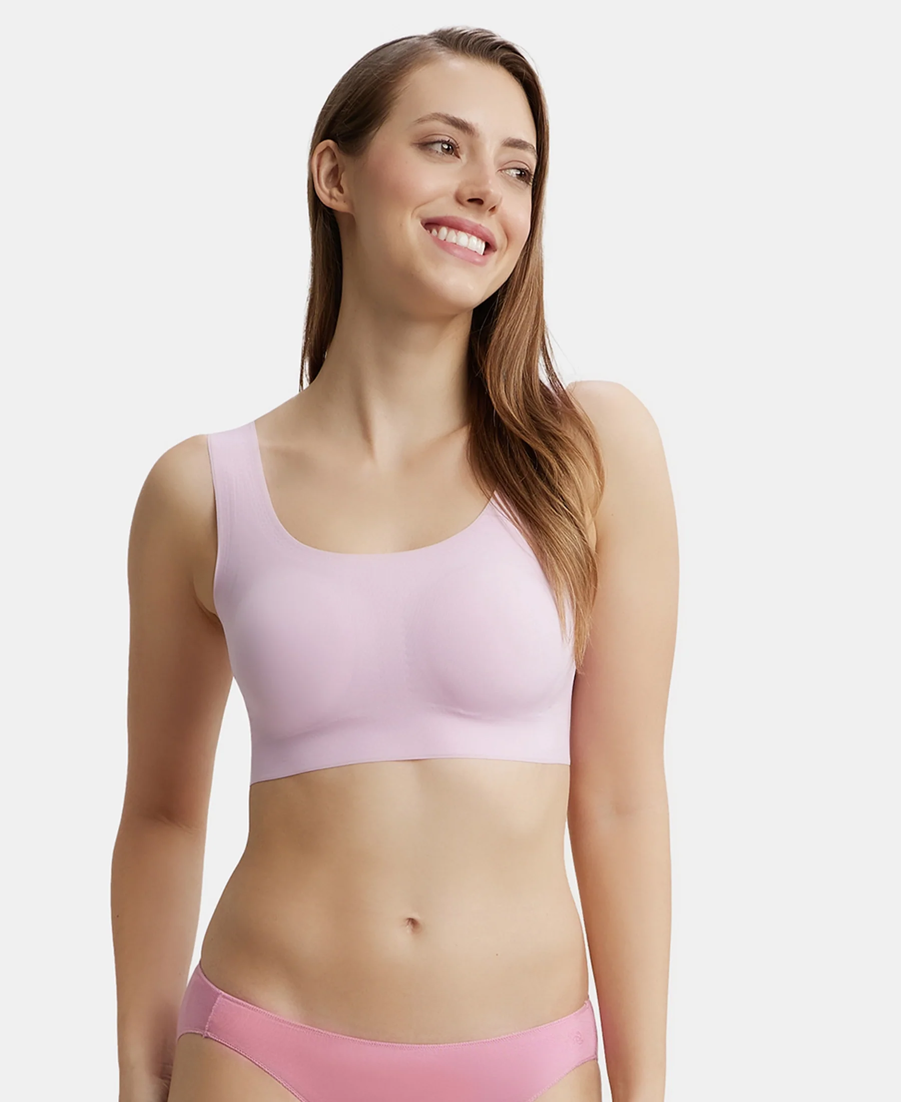 Wirefree Padded Soft touch Microfiber Elastane Full Coverage Lounge Bra with 360 Degree Stretch - Fragrant Lily - Image 5