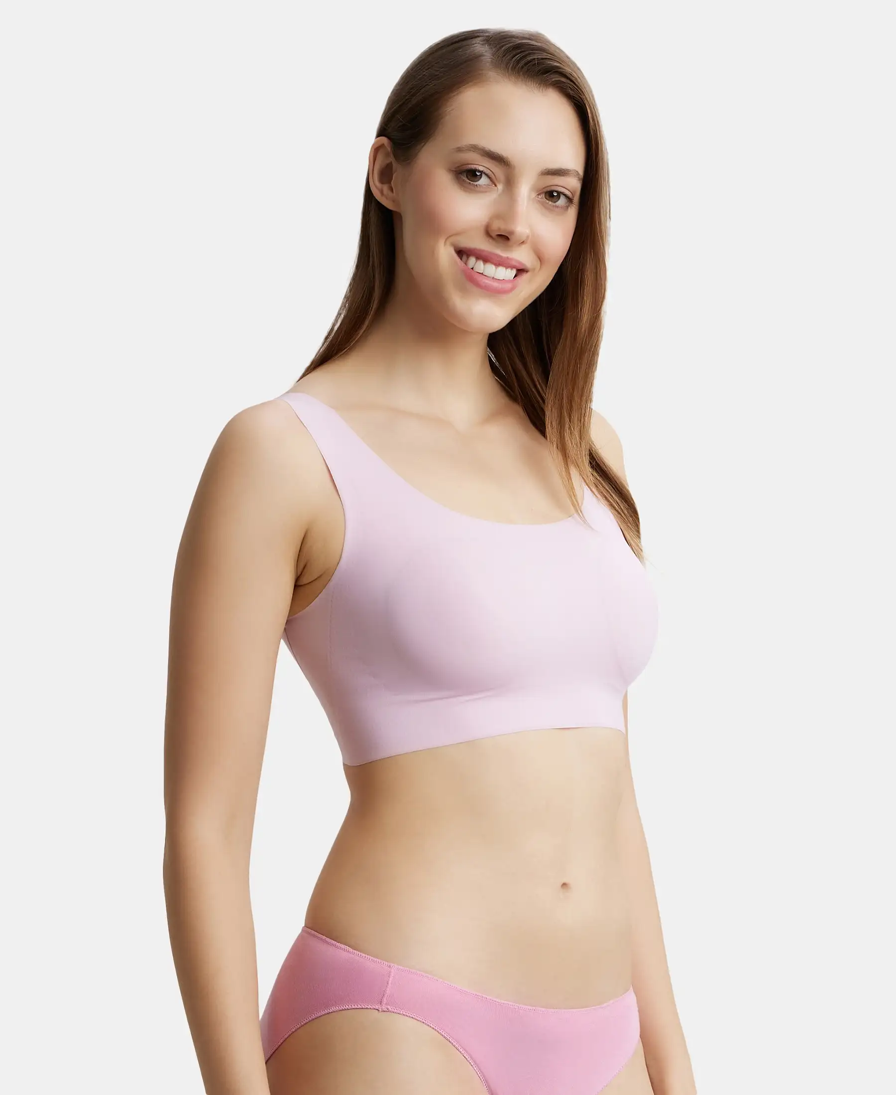 Wirefree Padded Soft touch Microfiber Elastane Full Coverage Lounge Bra with 360 Degree Stretch - Fragrant Lily - Image 6