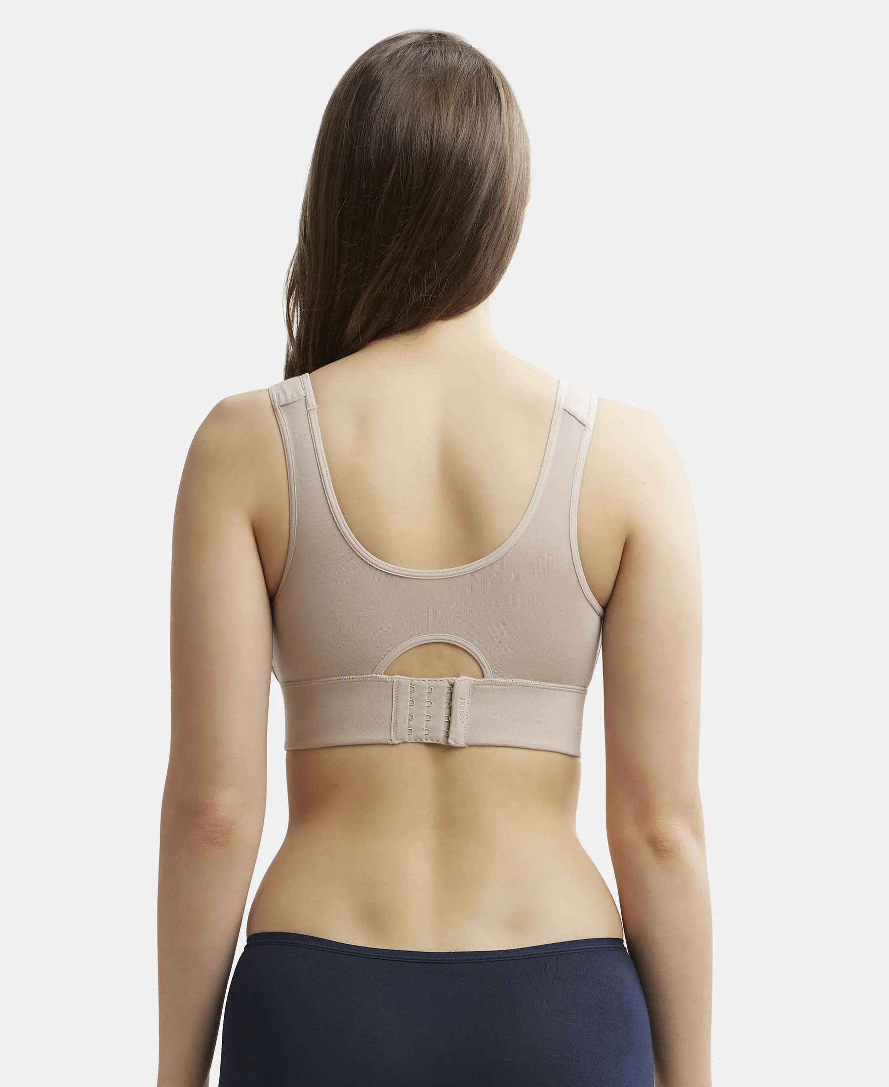 Wirefree Padded Tencel Lyocell Elastane Stretch Full Coverage Lounge Bra with Stay Fresh Properties and Removable Pads - Mushroom - Image 3